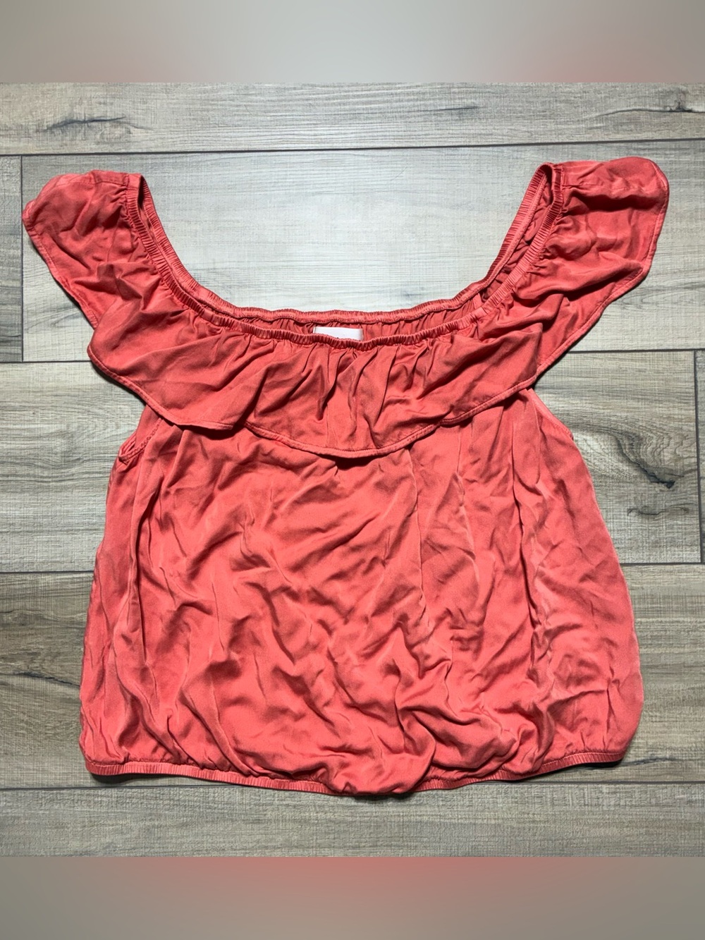 Anthropologie Cloth & Stone Womens Off Shoulder Ruffle Top XL Orange Poppy